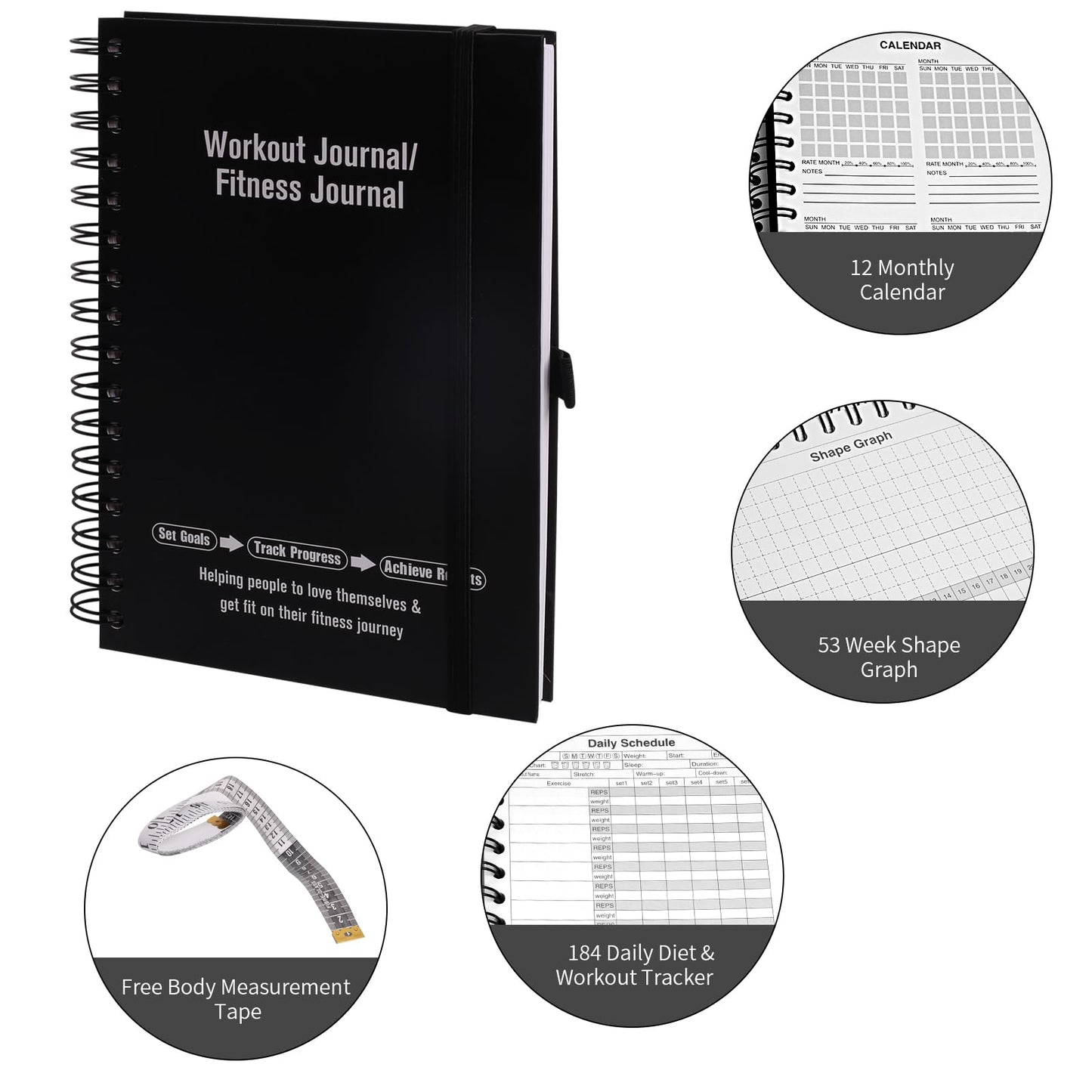 Fitness Journal and Workout Planner for Women & Men - Workout Log Book for Track Progress, Weight Loss - Home Gym Essentials for Training Monitoring