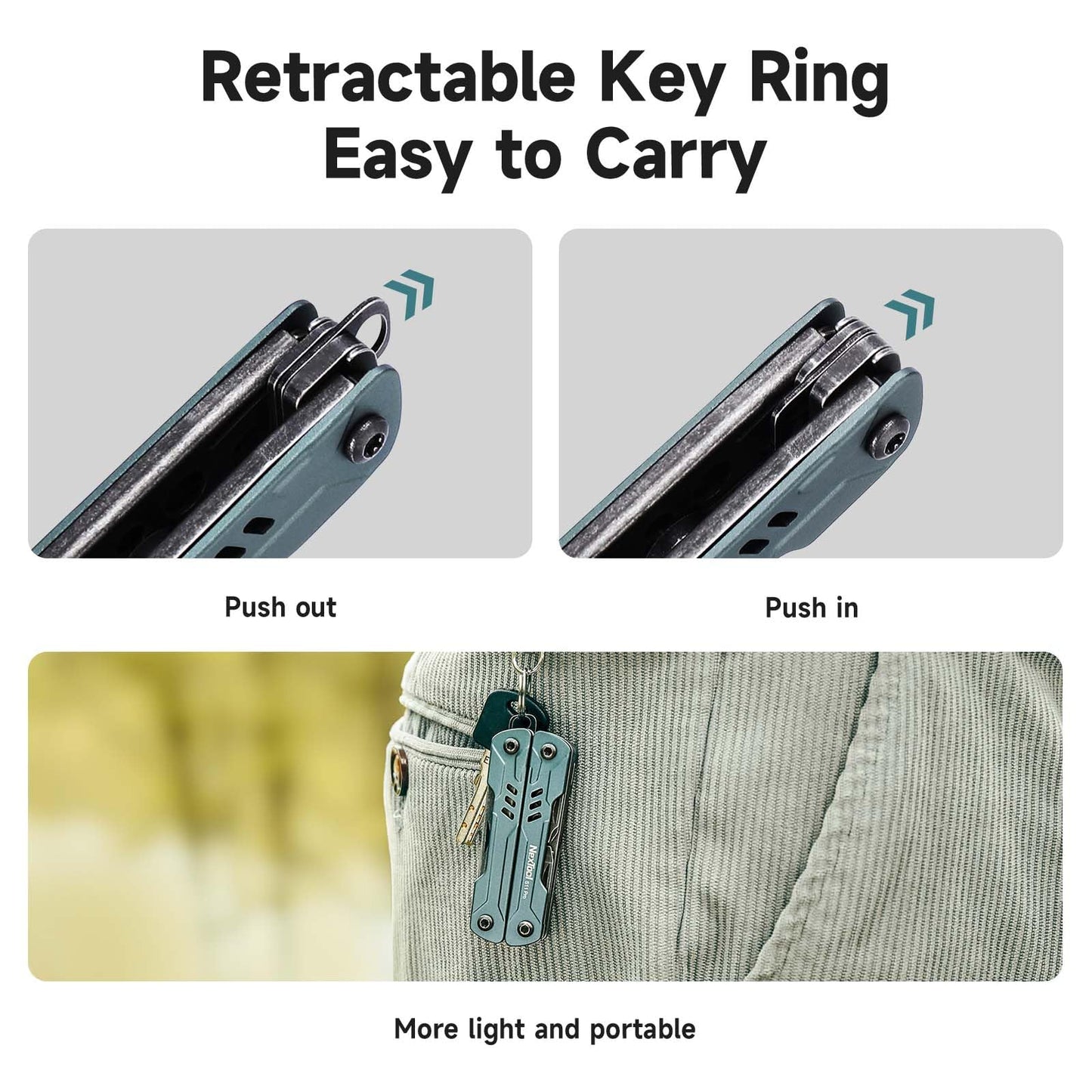 NexTool Mini Sailor S11 Pro Keychain Multitool - Compact 12-in-1 EDC Multi Tool with Upgraded Materials, Lightweight Pocket Tool for Camping, Hiking, DIY & Gifts