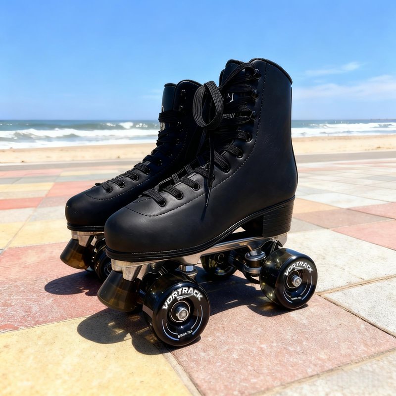 VORTRACK 78A Quad Roller Skate Wheels 8 Pack 65x36mm with ABEC-9 Bearings Installed - Smooth Quiet Urethane Wheels for Indoor Outdoor Double Row Roller Skating, Replacement Accessories (Black)