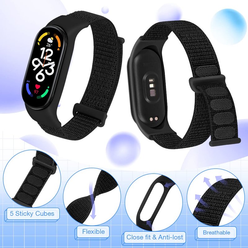 TumpCez Solo Loop Nylon Strap Compatible with Xiaomi Mi Band 6 5 4 3/Amazfit Band 5 Straps,Soft Adjustable Colorful Sports Replacement Band for Xiaomi Mi Band 6 5 (NFC) for Men Women