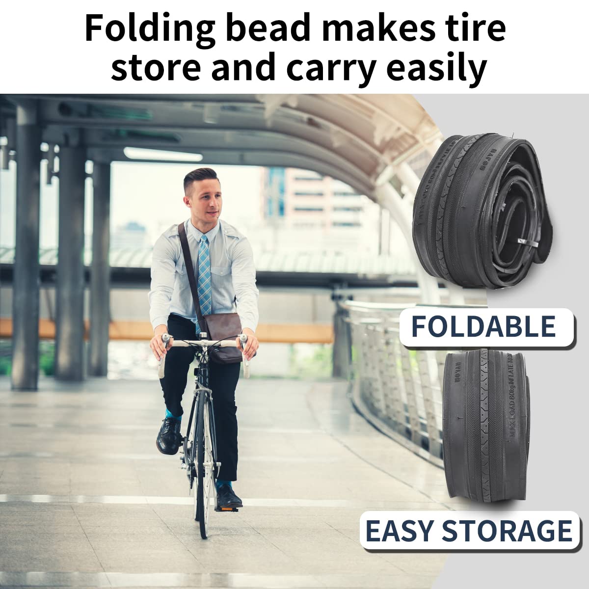27 X 1 1/4 Bike Tire 27 Inch Road Bike Tires 32-630 Folding Bead Replacement Bicycle Tire Set (1 Tire No Tube)