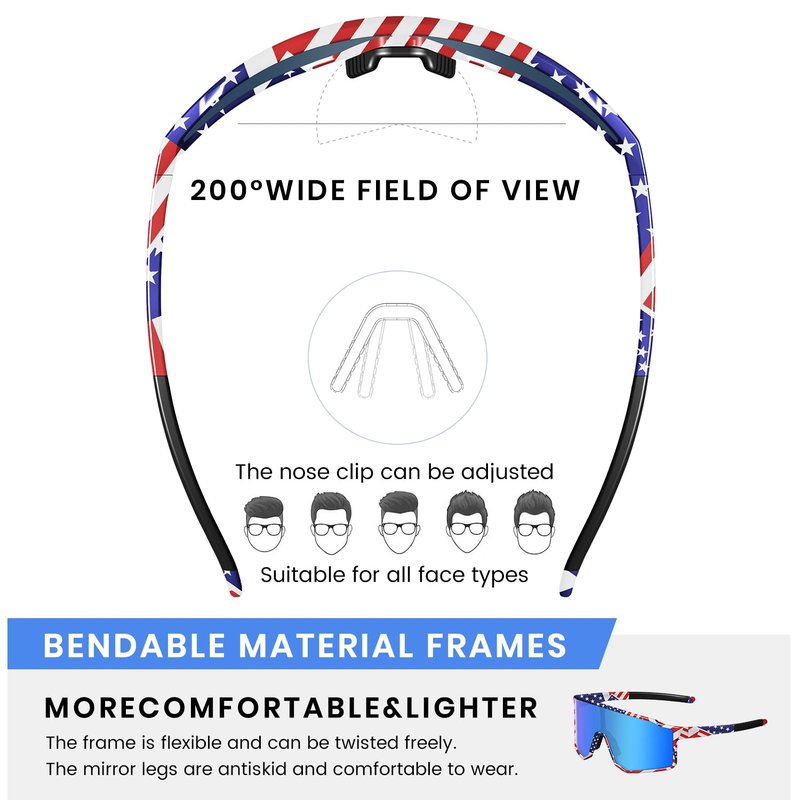 SPOSUNE UV400 Polarized Softball Sunglasses, TR90 Sports Glasses for Running, Cycling, Baseball & Bike (Unisex)