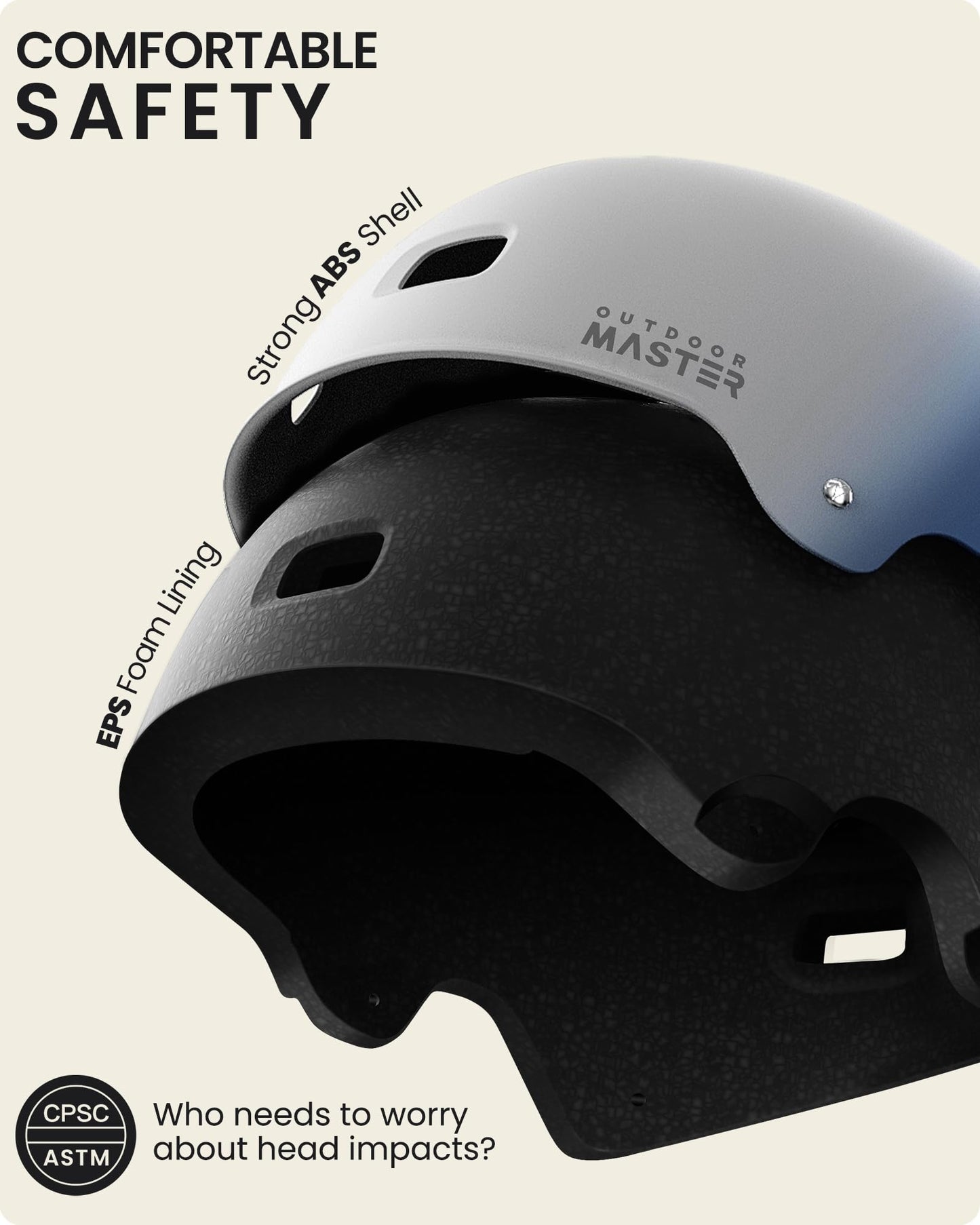 OutdoorMaster Skateboard Cycling Helmet - Two Removable Liners Ventilation Multi-Sport Scooter Roller Skate Inline Skating for Kids, Youth & Adults