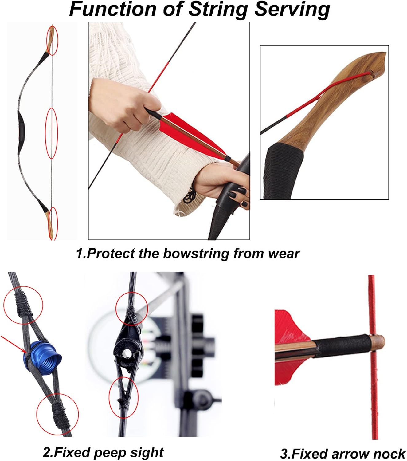 Archery Peep Sight - Durable Nylon Tube Peep Sight with Bowstring Serving Thread Jig | Precision Accuracy
