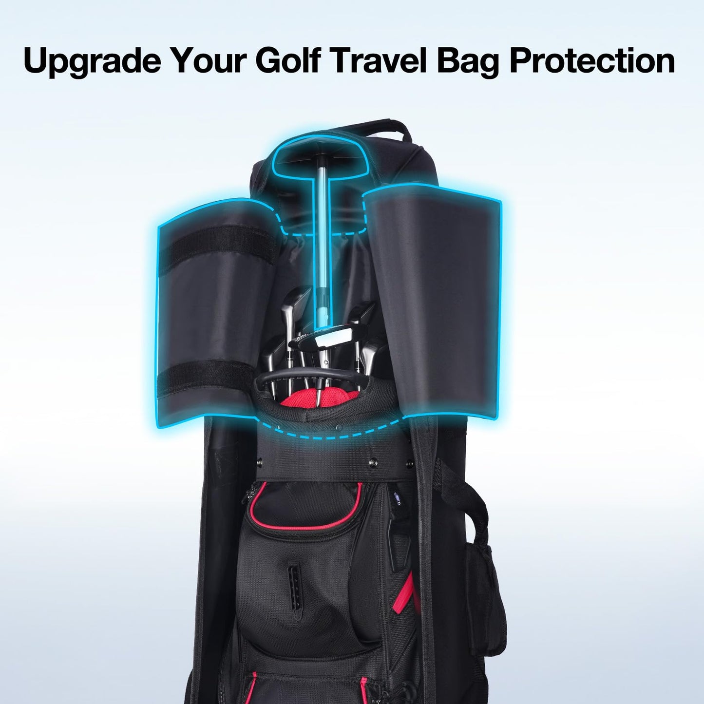 Gofly Golf Travel Bag Support System, Club Protective Pad and Support Pole