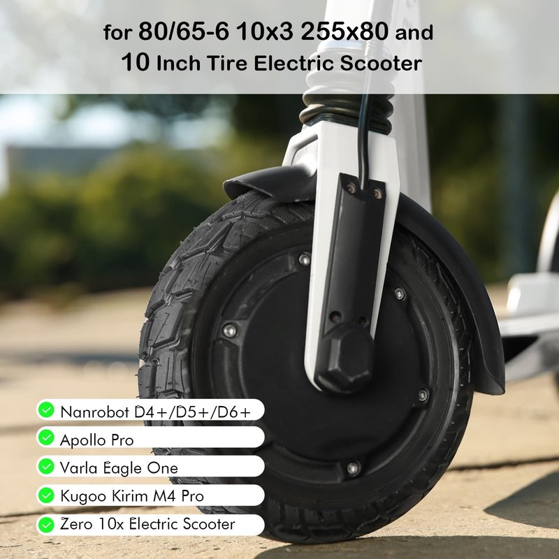 80/65-6 Scooter Tire Replacement, 255x80 10x3 Tire and Tube Set, 10 inch Tire, for Nanrobot D4/D5/D6+/Apollo Pro/Kugoo Kirim M4 Pro/Varla Eagle One/Kaabo Wolf Warrior/Mantis 10 Electric Scooter