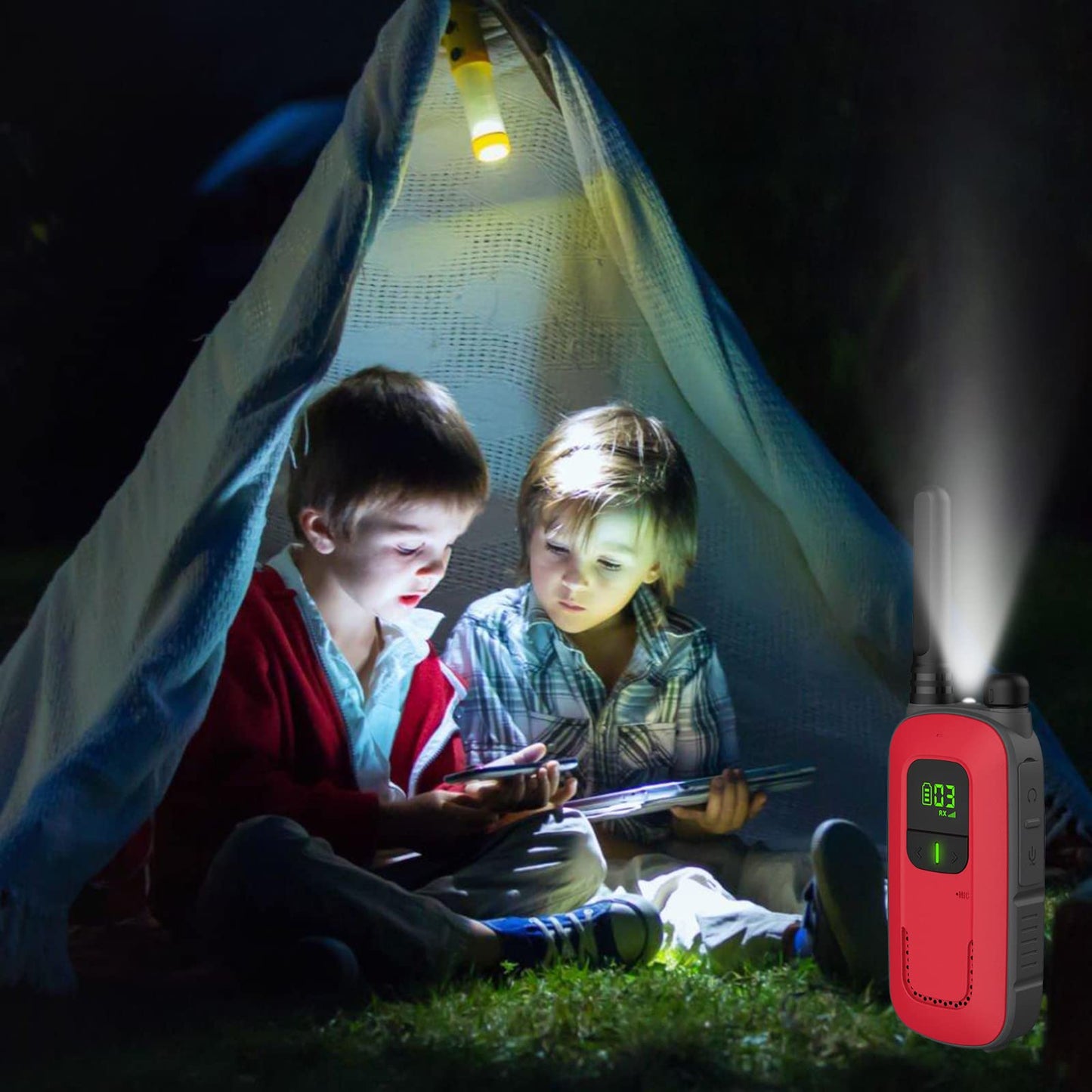 Radioddity FS-T3 Walkie Talkies for Adults Kids Long Range 4 Pack Rechargeable Walky Talky FRS Two Way Radio, 22 Channels License Free USB Charging with Flashlight Earpiece for Camping Hiking