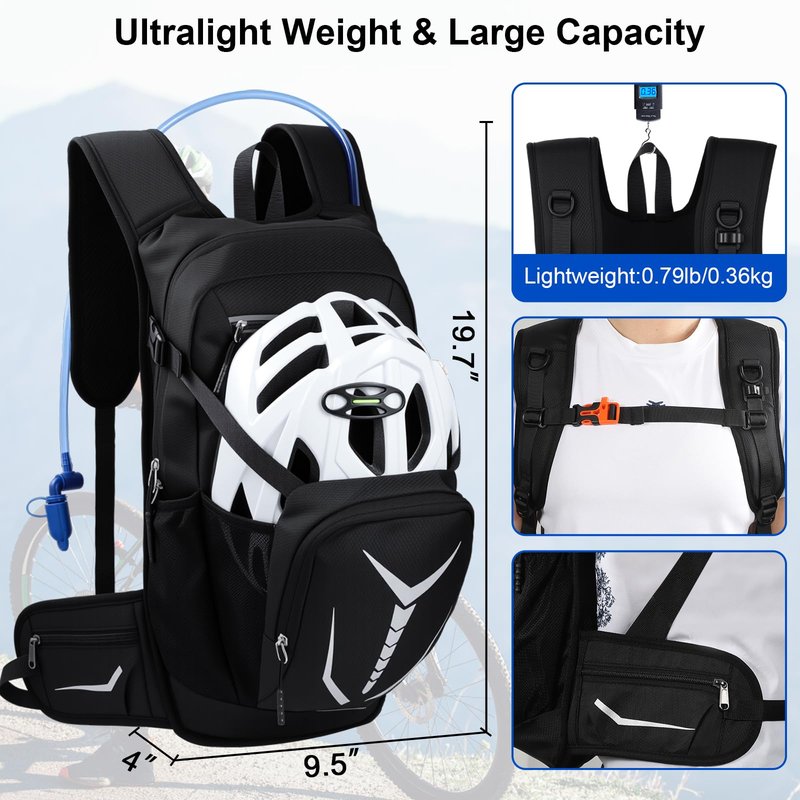 Insulated Hydration Backpack with 3L Water Bladder - 18L Leak-Proof Hiking Daypack, Lightweight Water Backpack for Men & Women, Gear for Trail Running, Cycling, Rave Festivals & Outdoor Sports