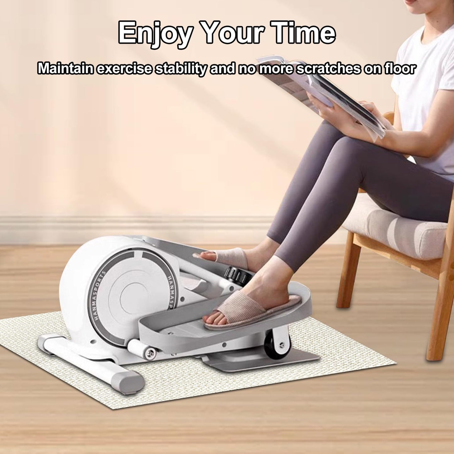 Ellipse Leg Exerciser Machine Non-slip Mat, Suitable for Under Desk Elliptical Peddler Foot & Leg Pedal Exercixer for Seniors Fitness Home Sports Accessories, Enhanced Stability & Floor Protection