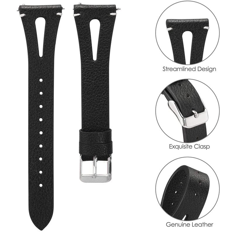 Lamshaw Compatible with Dyurwa P97 & Soudorv P97 Smart Watch Band, Slim Vintage Leather Strap, Black, 5.5' - 7.5'