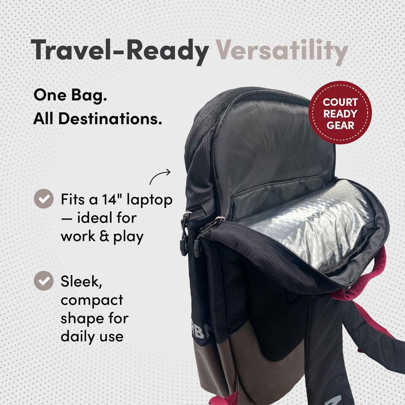 CRBN Pickleball - Backpack - Pro Team Pickleball Bag - Padded Compartment with Space for 3 Paddles, Shoes & More