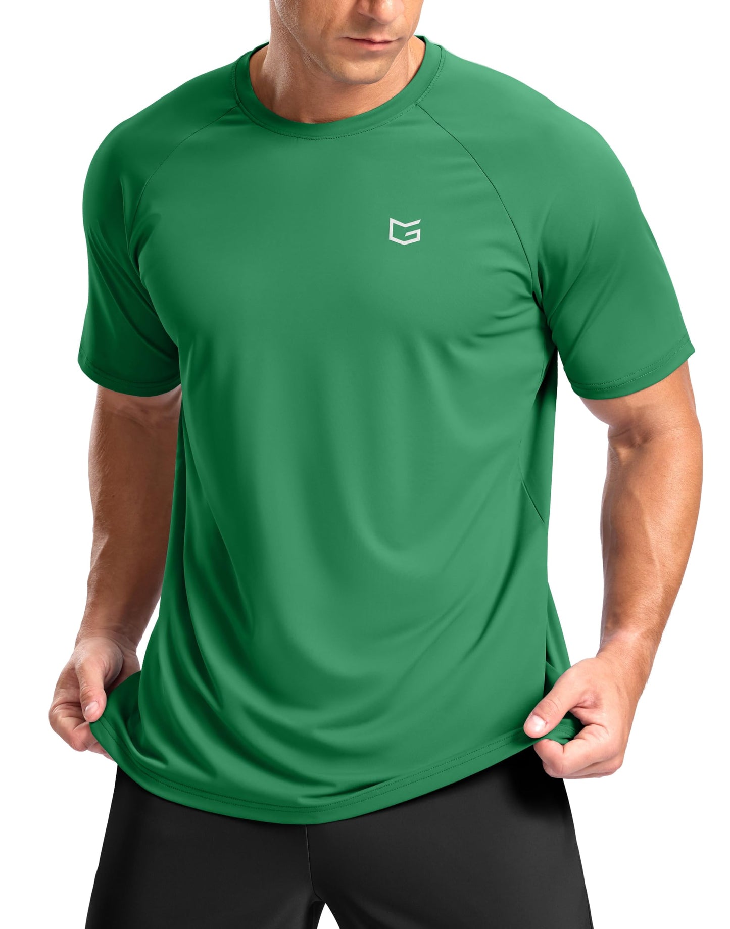 G Gradual Men's Athletic Workout T-Shirts Moisture Wicking Cooling Running Shirts Short Sleeve Performance Tee for Gym Tennis(Green,S)