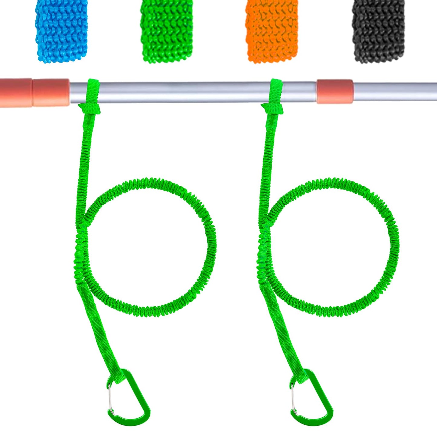 NVAAV 1/2/4 Pack Kayak Paddle Board Tether Leash Stretchable Strap Lanyard Rope, 3.3-7 Feet with Carabiner for SUP Kayaking Boating Canoeing Fishing Pole Rod or Other Gear