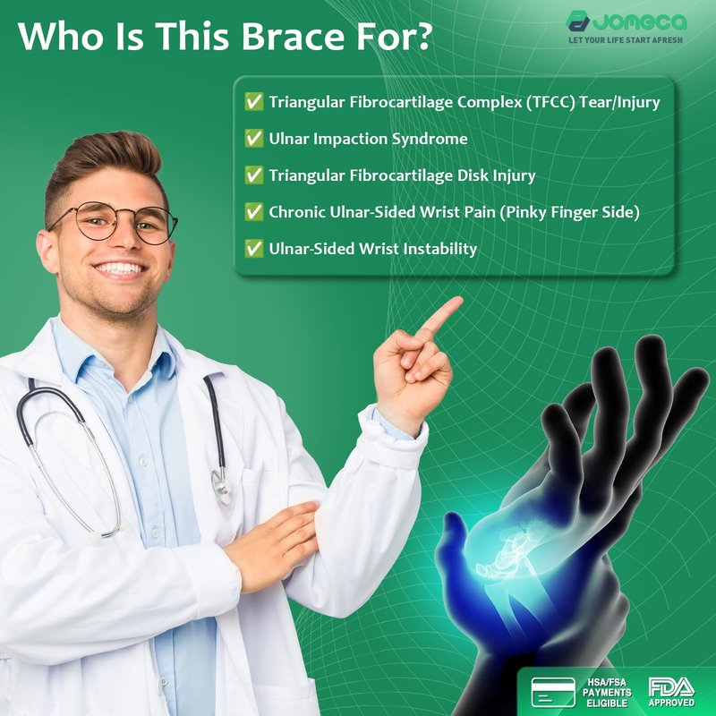 JOMECA Wrist Brace for TFCC Tears Built-in Ring Pad for Ulnar Sided Wrist Pain, DRUJ Instability, Support Repetitive Wrist Use Injury, Fit Right & Left Hand (S/M)
