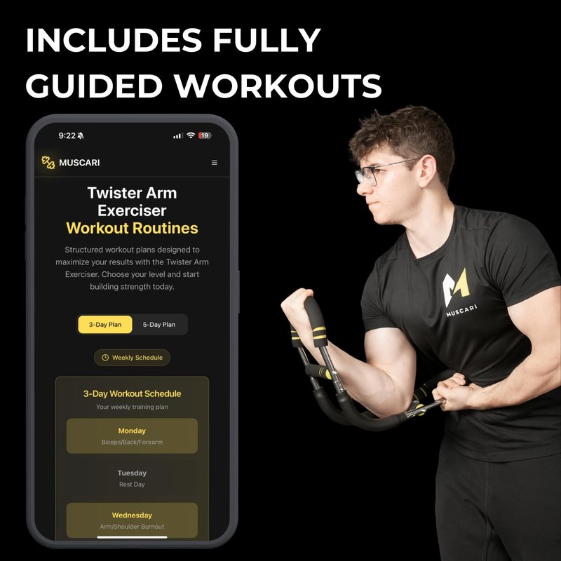 Muscari Twister Arm Trainer - Chest Workout Equipment, Arm Chest Trainer for Men, Arm Workout Equipment Bar with Workout Videos Included