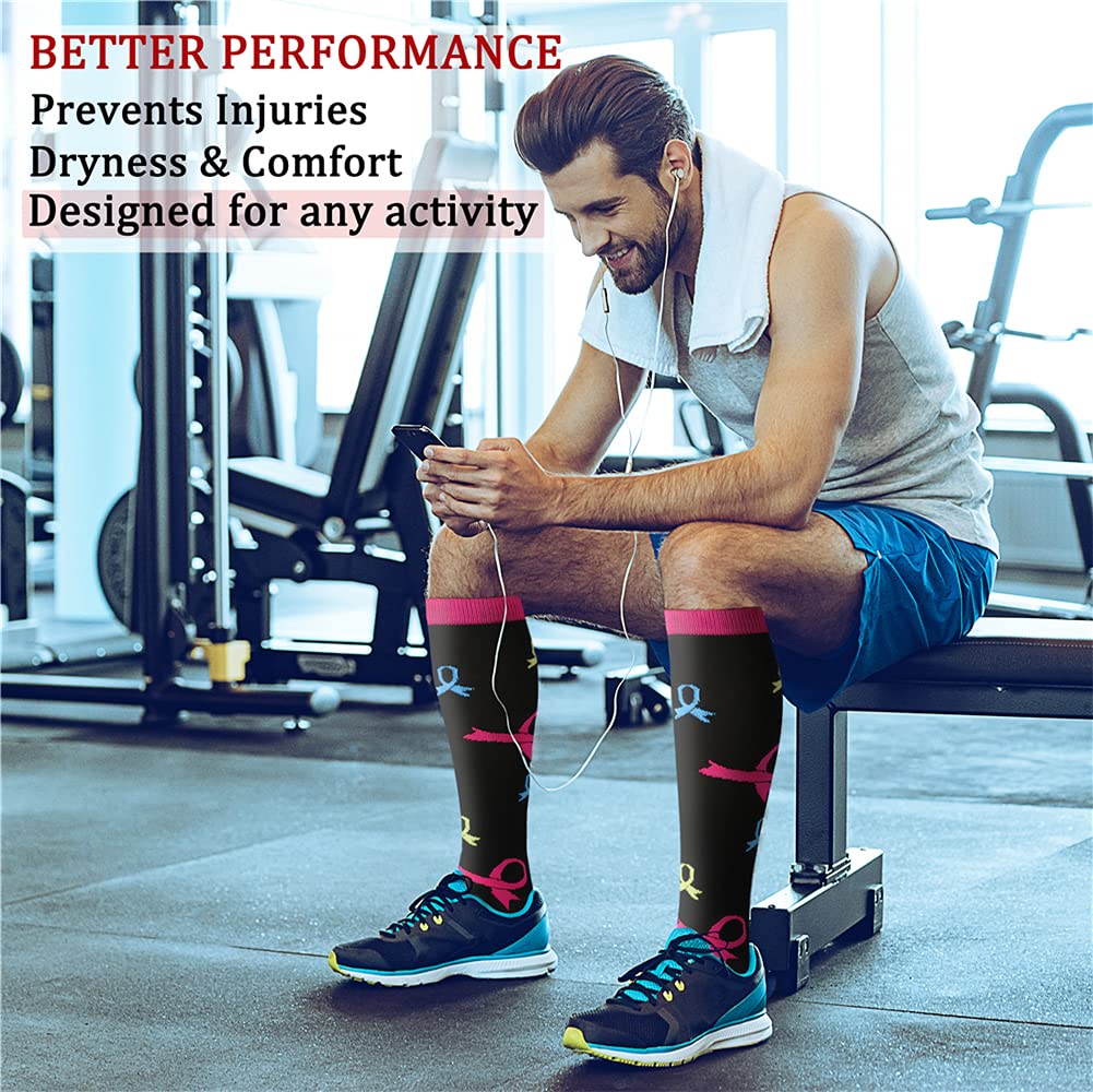 CHARMKING Compression Socks for Women & Men (8 Pairs) 15-20 mmHg Graduated Copper Support Calf Socks are Best for Pregnant, Nurses - Boost Performance, Circulation, Knee High Wide Calf(S/M, Multi 06)