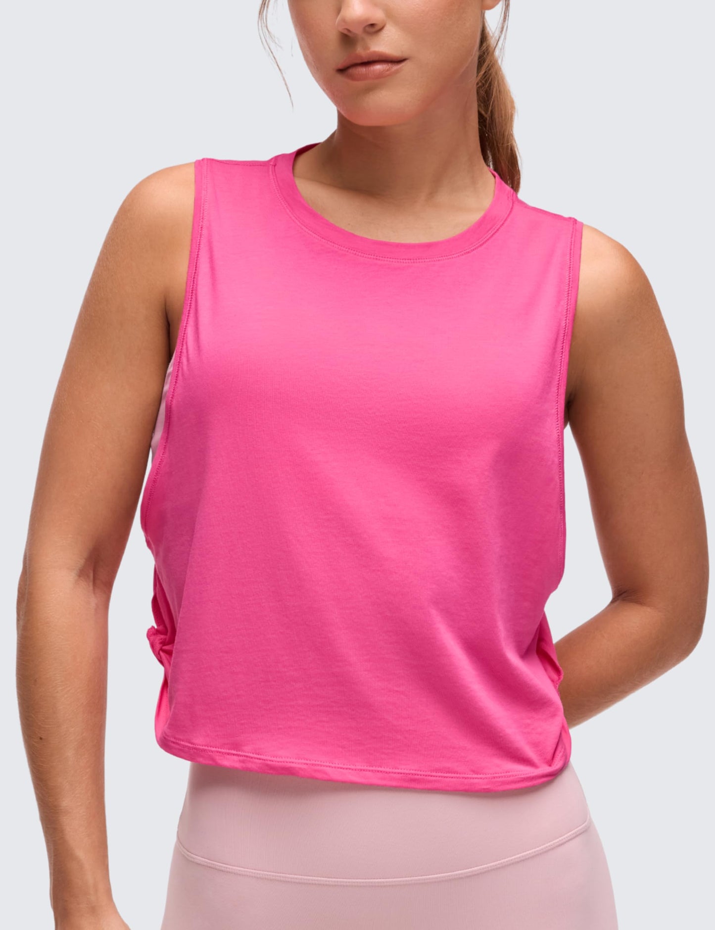 CRZ YOGA Pima Cotton Dropped Armhole Tank Sonic Pink Small