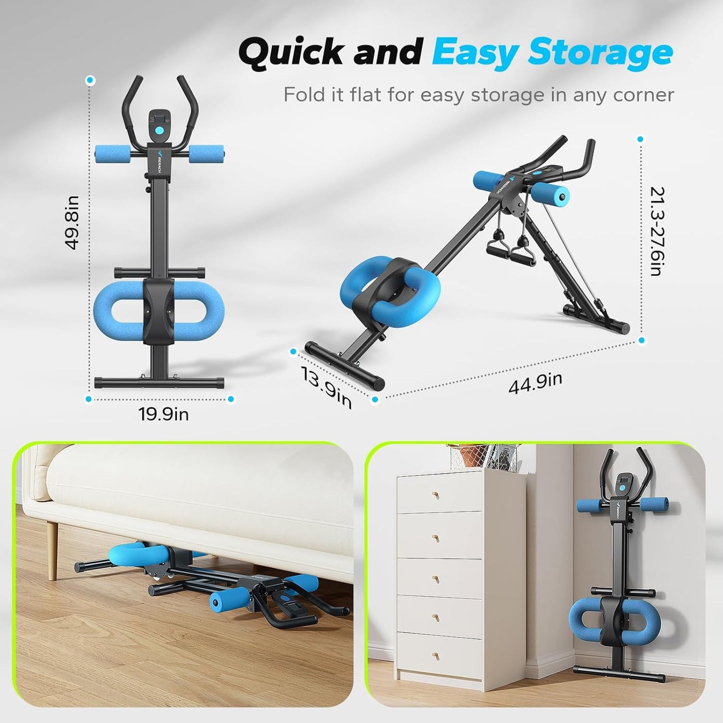 MERACH Ab Machine - Adjustable Ab Trainer for Home Workouts | Foldable Design with Knee Protection