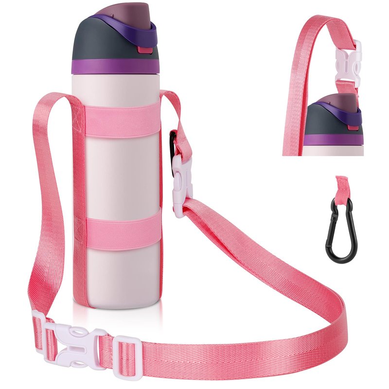 Water Bottle Holder Strap, for Owala Hydro Flask IRON °FLASK 16oz/24oz/32oz/64 oz Universal Water Bottles, with Carabiner，Phone Wrist Strap & Tether Tab, Hand Free for Hiking Travelling Camping