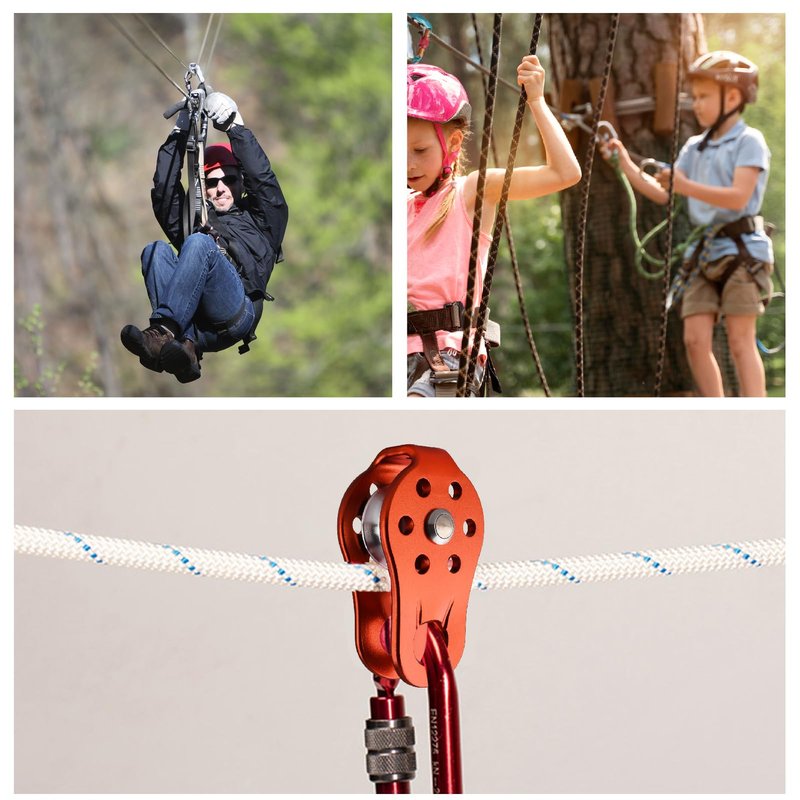 JEELAD 26kN Climbing Pulley Aluminum Alloy Rescue Pulley Single Sheave for Hauling Outdoor Zipline Climbing Rigging