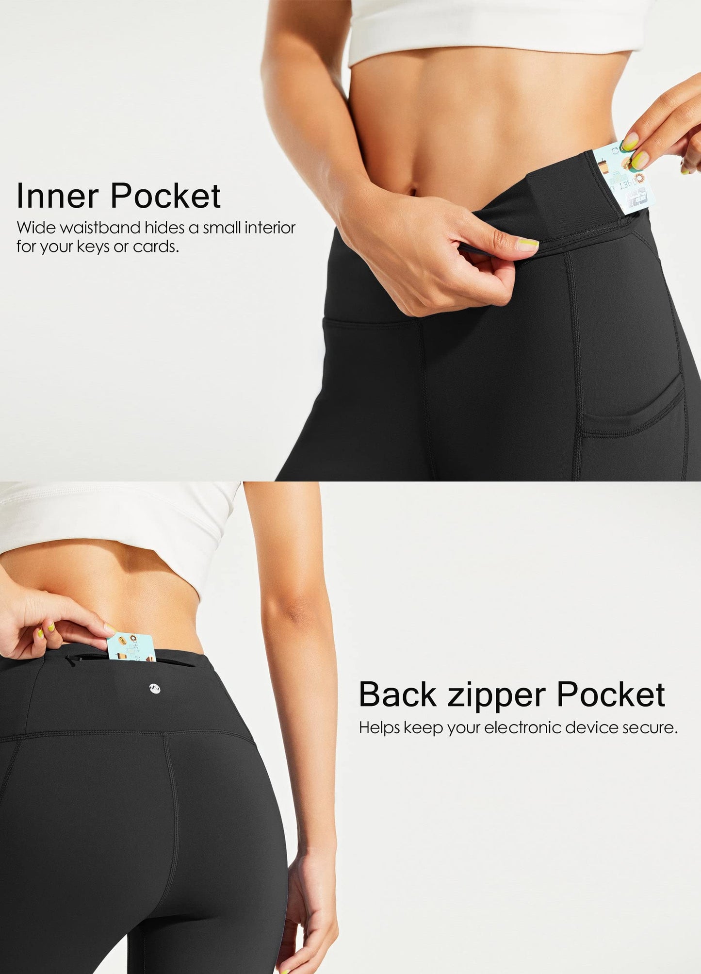 Willit Women's Fleece Lined Leggings Water Resistant Winter Pants Thermal High Waisted Yoga Hiking Running Tights Pockets Black M