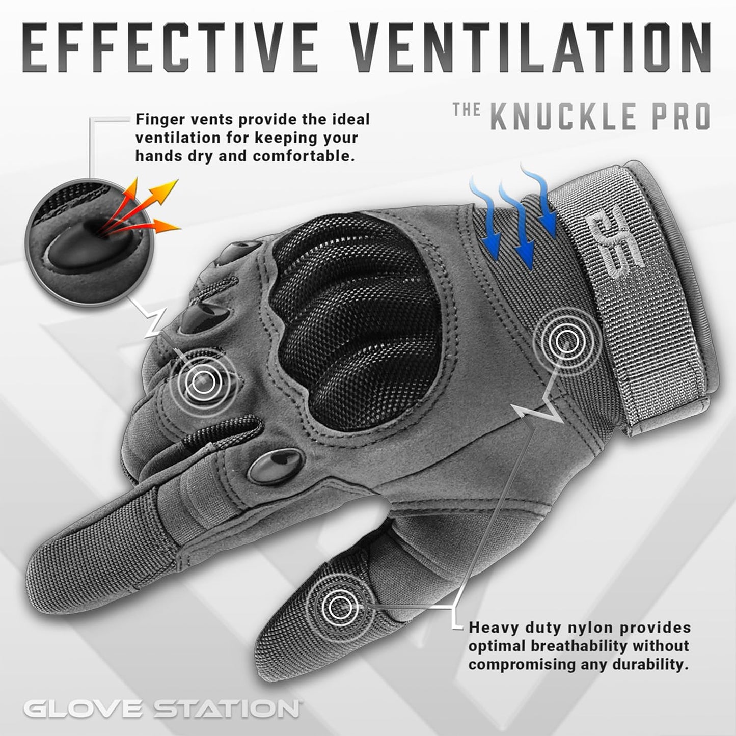 Glove Station Gloves for Men – Touchscreen Utility Gear with Hard Knuckle Protection Used in Motorcycle, Airsoft, & Outdoor Work Gray - Hard Knuckle X-Large