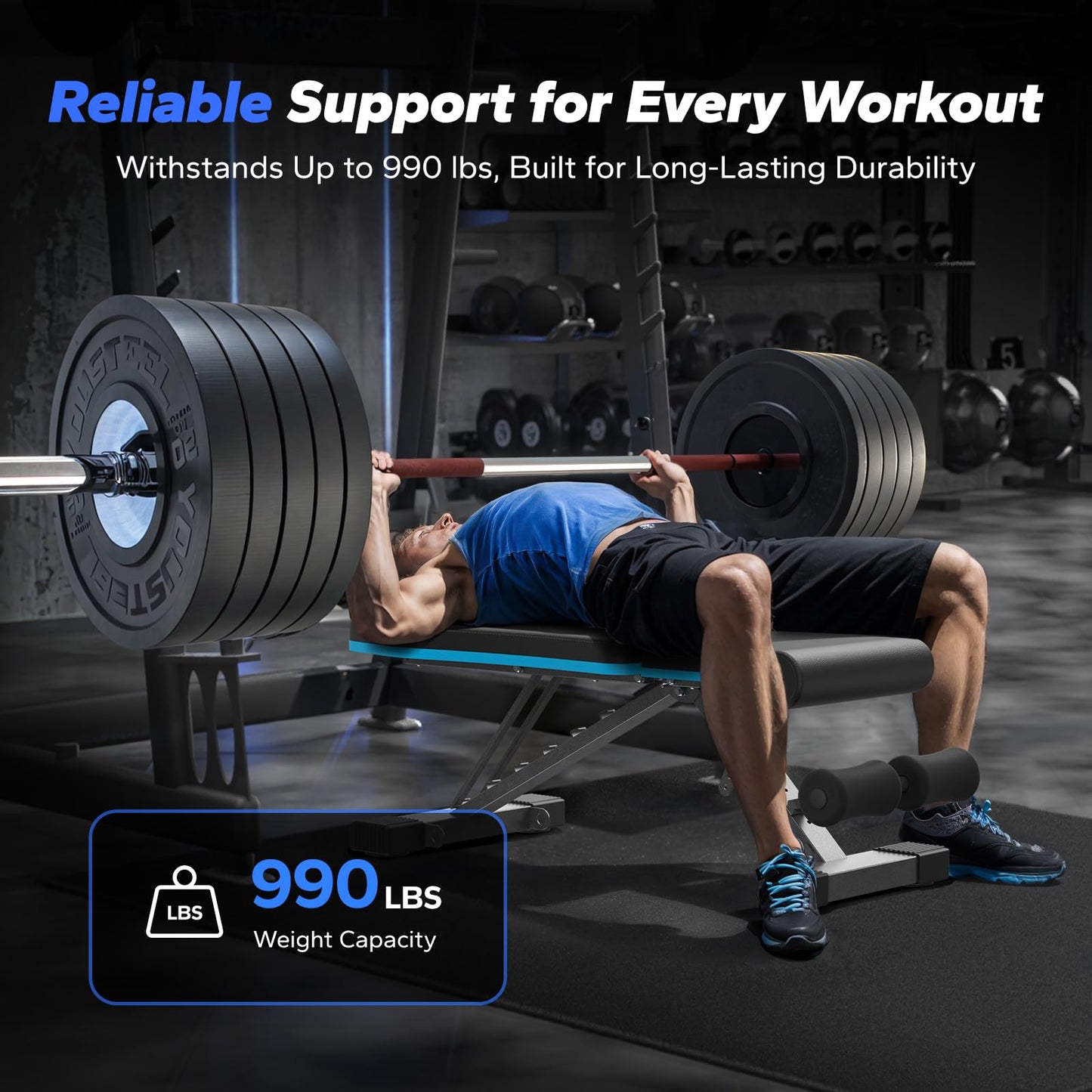 MERACH Weight Bench, Foldable Weight Benches for Home Gym with 990 LBS, Adjustable Weight Bench with 72 Training Angles, Incline Bench Press for Full Body