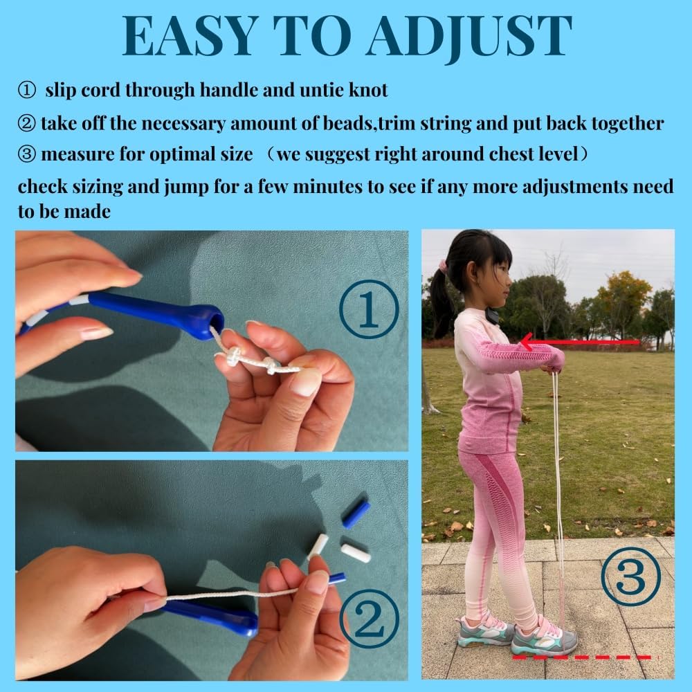 IDOU Beaded Jump Rope - Adjustable Length, Unbreakable Handles | Tangle-Free Rotation for Smooth Workouts