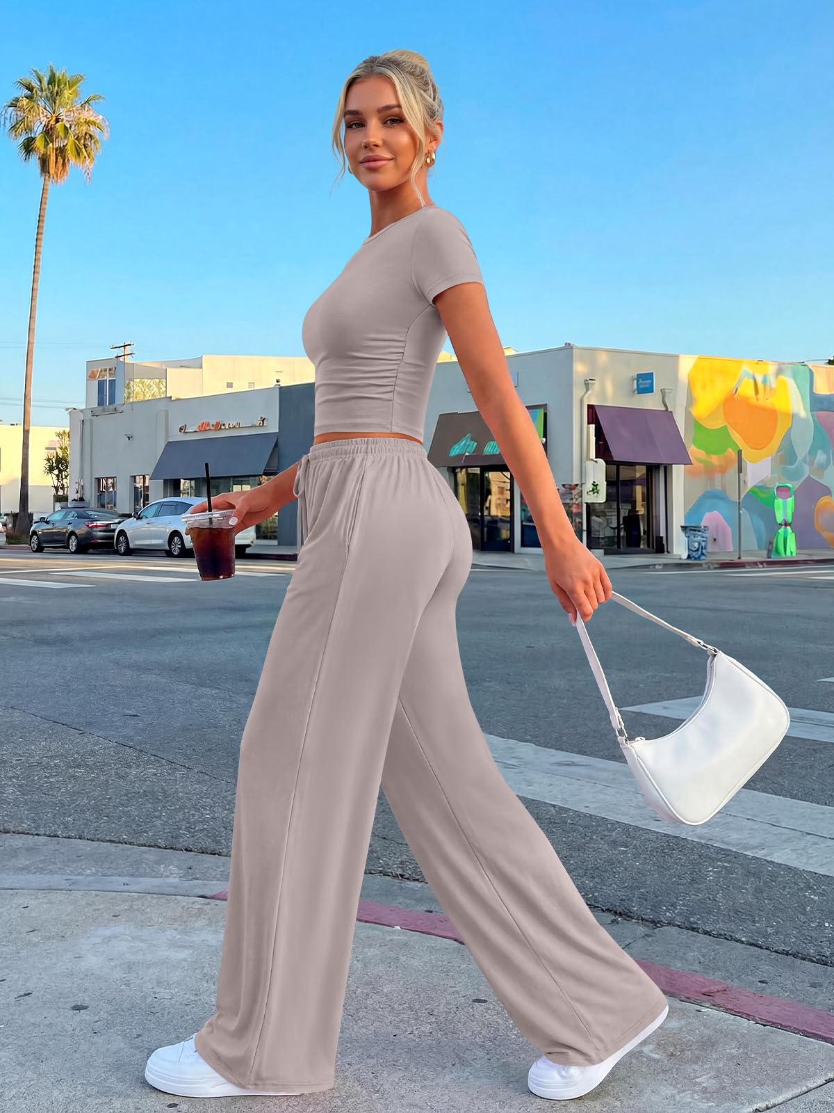 Trendy Queen Womens 2 Two Piece Set 2026 Summer Workout Vacation Gym Clothes Spring Fashion Lounge Matching Airport Travel Outfit Resort Wear Fitness Athleisure Clothing