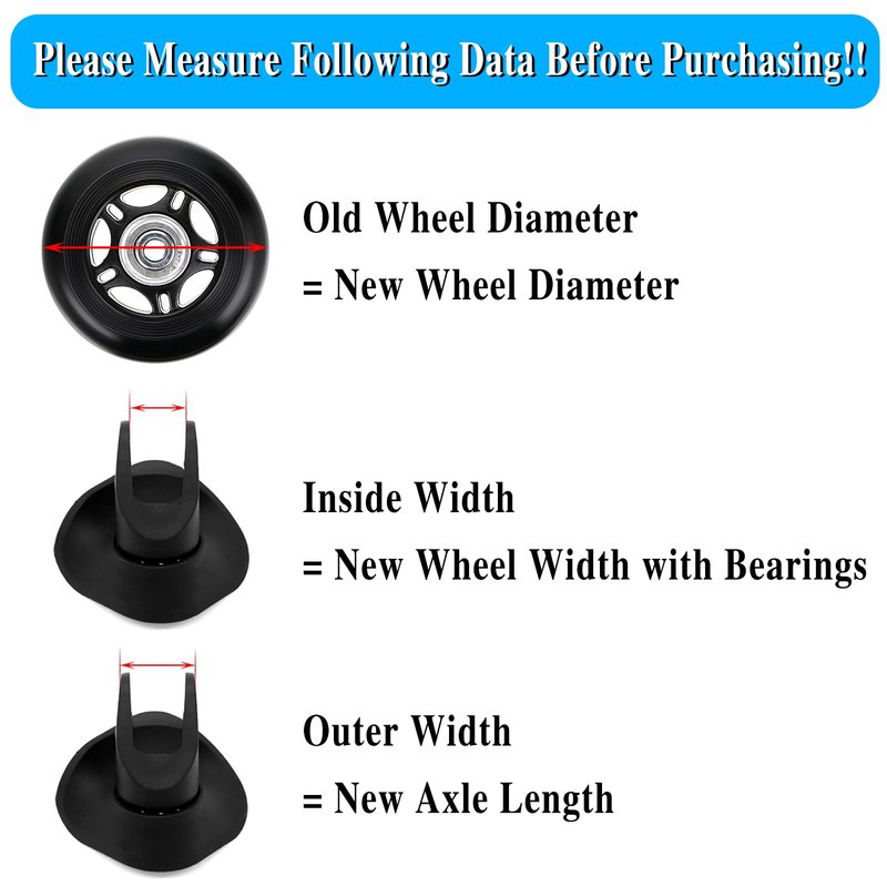 OwnMy 40mm x 18mm Luggage Suitcase Replacement Wheels, Rubber Swivel Caster Wheels Bearings Repair Kits, A Set of 4
