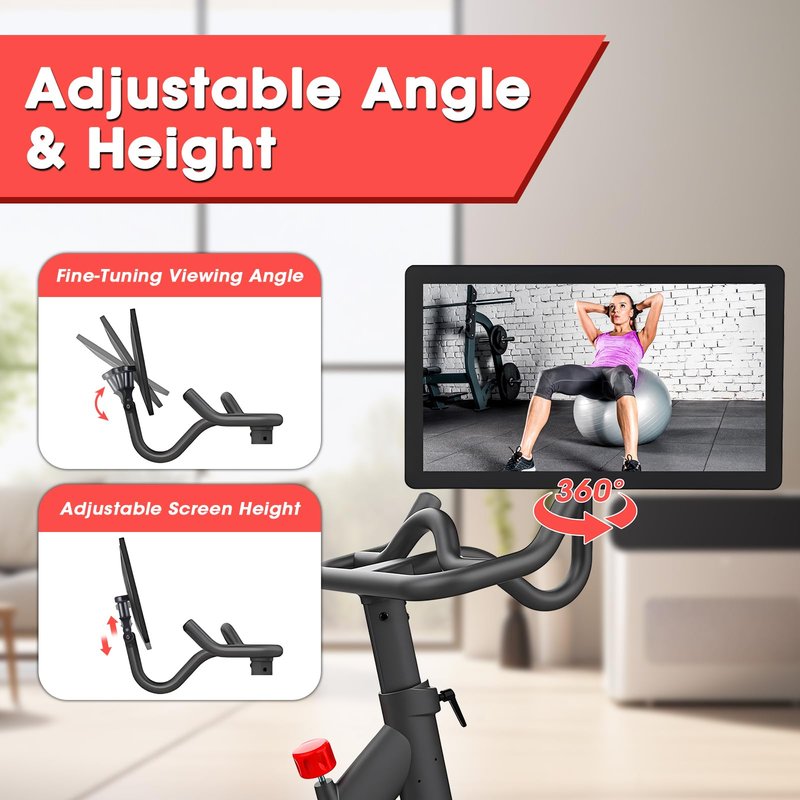 Zacro Peloton Bike Screen Swivel Mount, 360 Degree Monitor Adapter, Upgraded Height Adjustment & Rotate Screen, Accessories (Not Compatible with Peloton Bike+)
