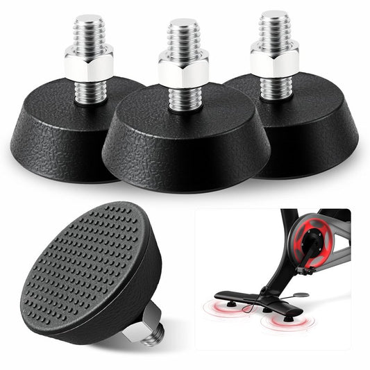 AIYOYOLIFE 4 Pack Exercise Bike Support Foot Pads Compatible with Peloton OG & Plus, Upgrade Stainless 3/8" Leveling Screws Feet Adjustable, Noise Reduction, Anti-Slip Rubber Shock-Absorbing