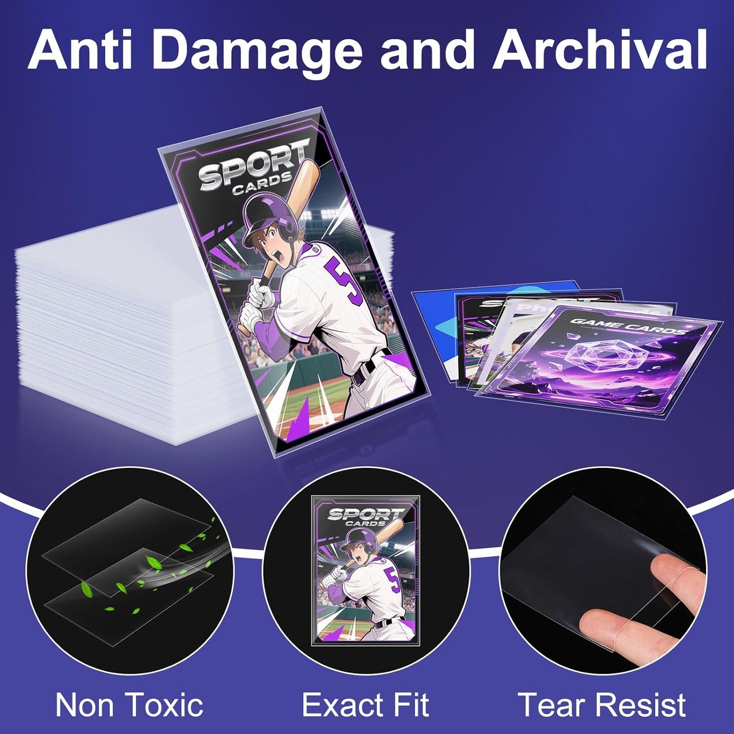 Clear Trading Card Sleeves - 200 Count Soft Plastic Protectors for MTG, TCG & Sports Cards | Standard Size