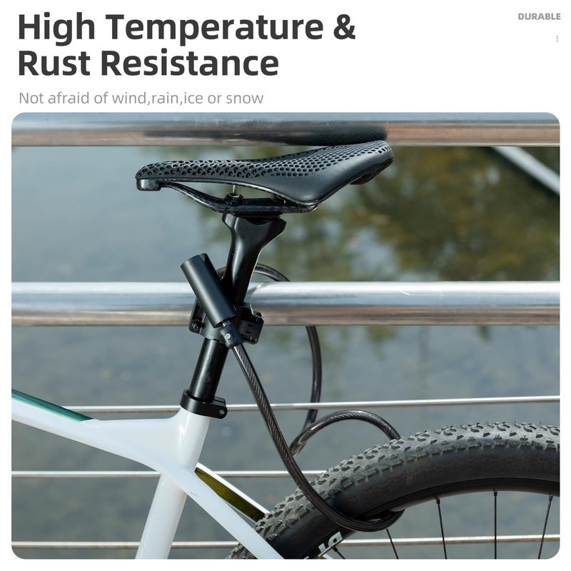 ROCKRBOS Bike Cable Lock with Keys, 2 Keys & 1 Mount Bracket, ABS Lock Shell, Cable Lock for Bike/Gate/Scooter