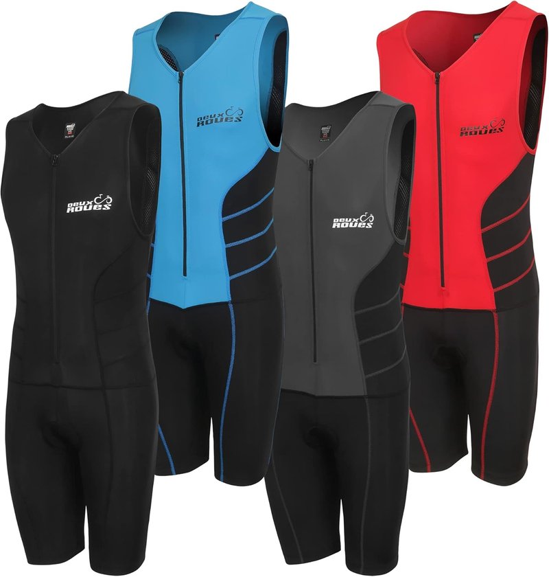 Men's Triathlon Suit - Sleek Sleeveless Racing Skin Suit with Bonus Race Bib Belt | Perfect for Cycling & Running