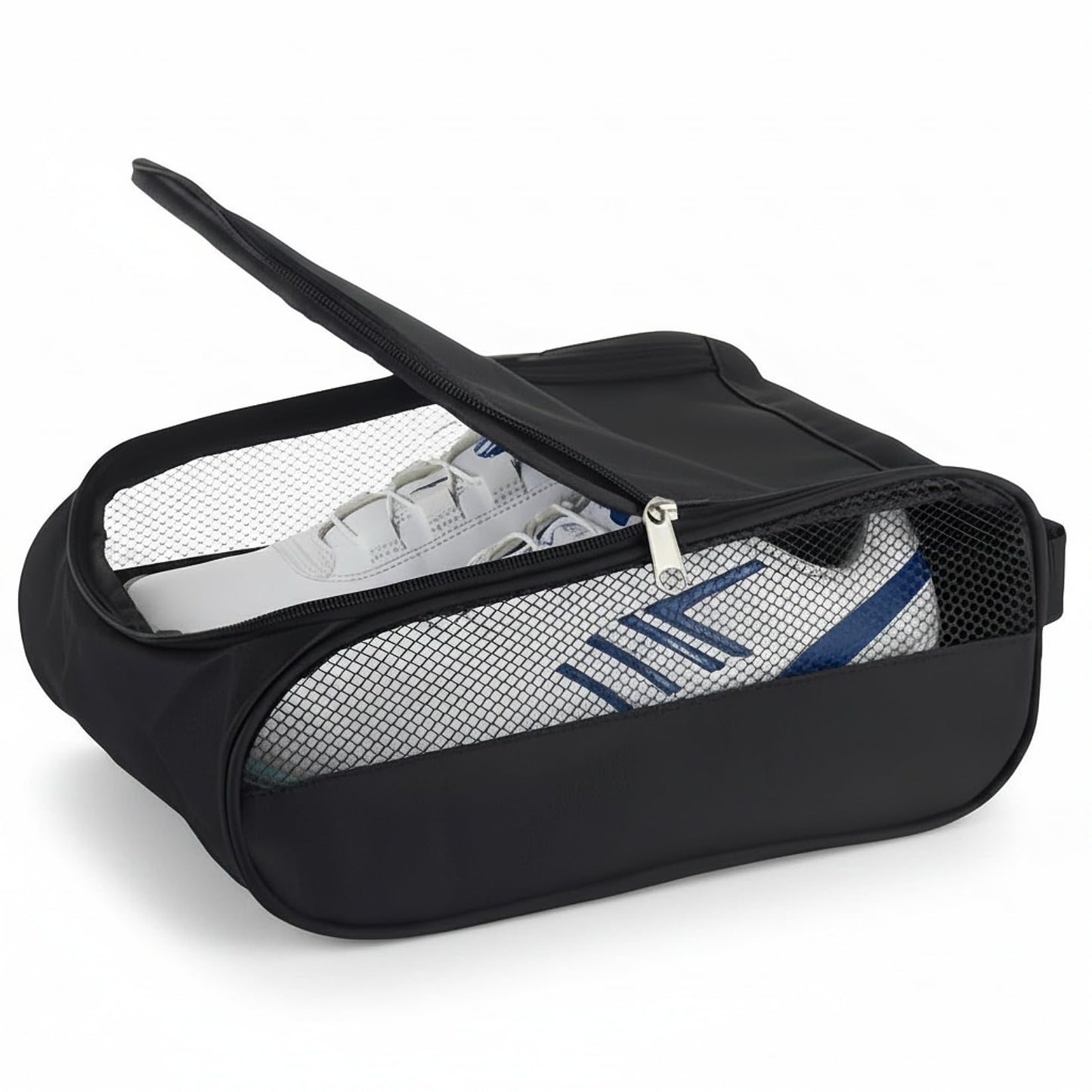 Voyboced Golf Shoe Bag for Men women Travel,Outdoor Zippered Sports Shoe Carrier Tote with Ventilation,Waterproof & Breathable Protective Shoe Storage Pouch for Women (Black)