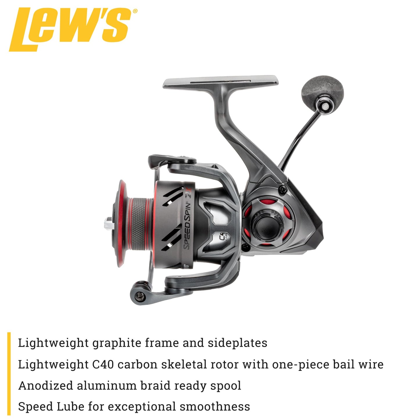 Lew’s Speed Spin CRX Spinning Fishing Reel, Size 300 Reel, 9+1 Bearings, 6.2:1 Gear Ratio, Graphite Frame and Sideplate, Solid Brass Speed Gears