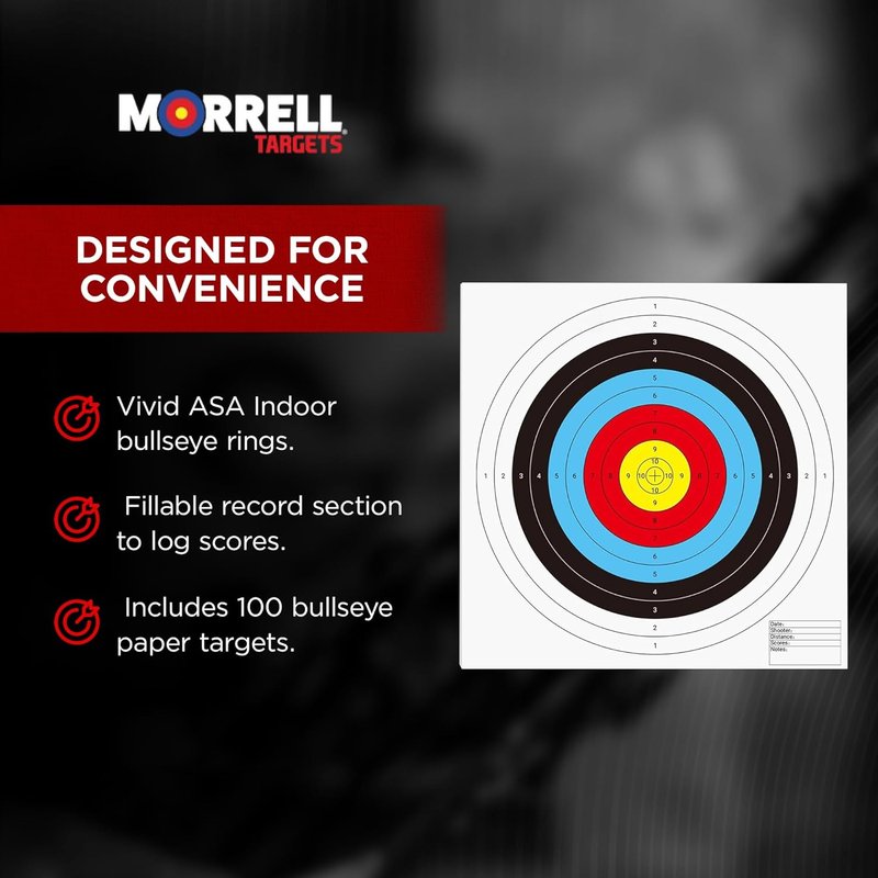 Morrell ASA Round Paper Shooting Targets - 17x17 Inch, Wood-Free Paper, 100 Count for Indoor Archery