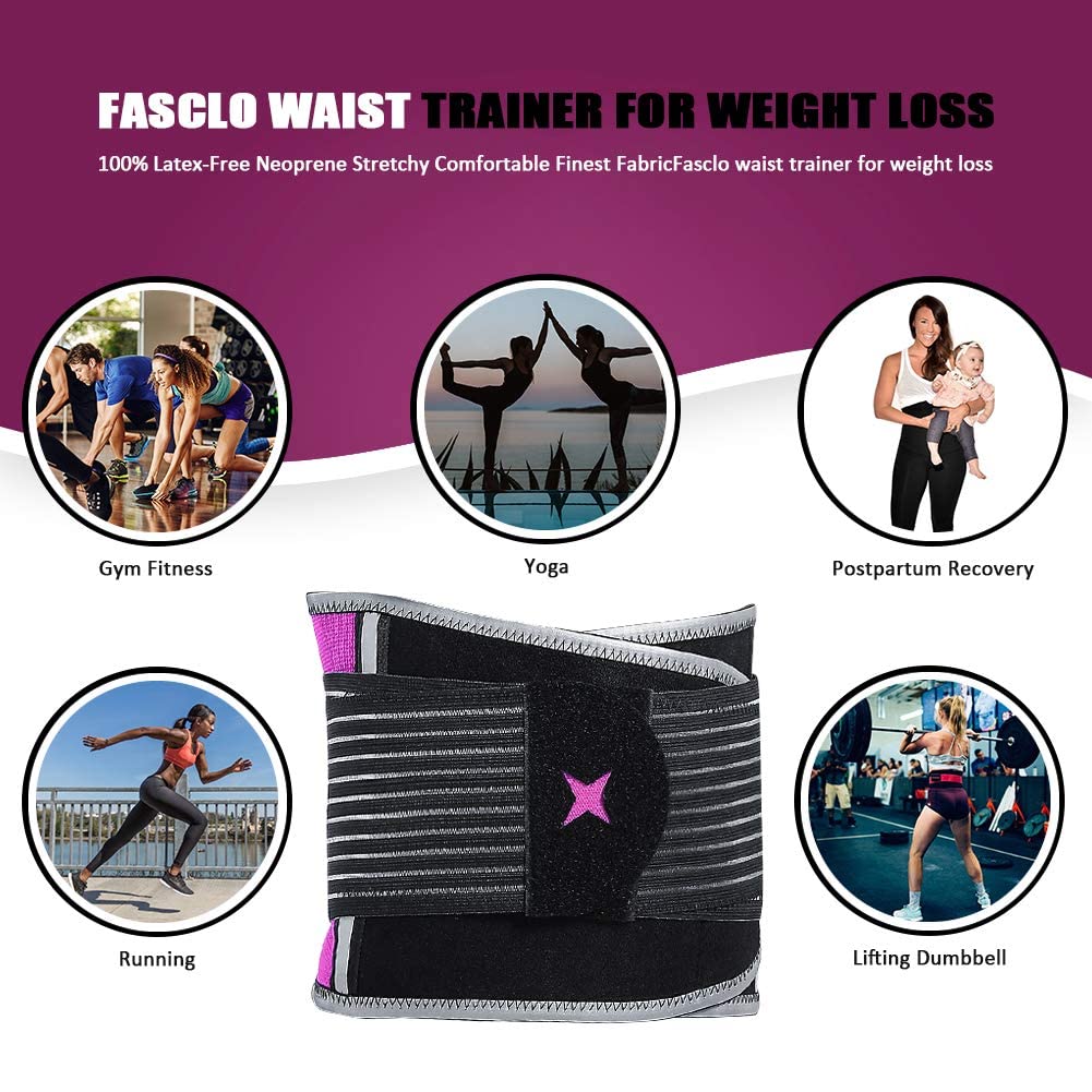 Finlin Women's Waist Trainer Slimmer Waist Trimmer Back Support Belt Weight Loss Exercise Fitness Enhance Sweating Effect Purple