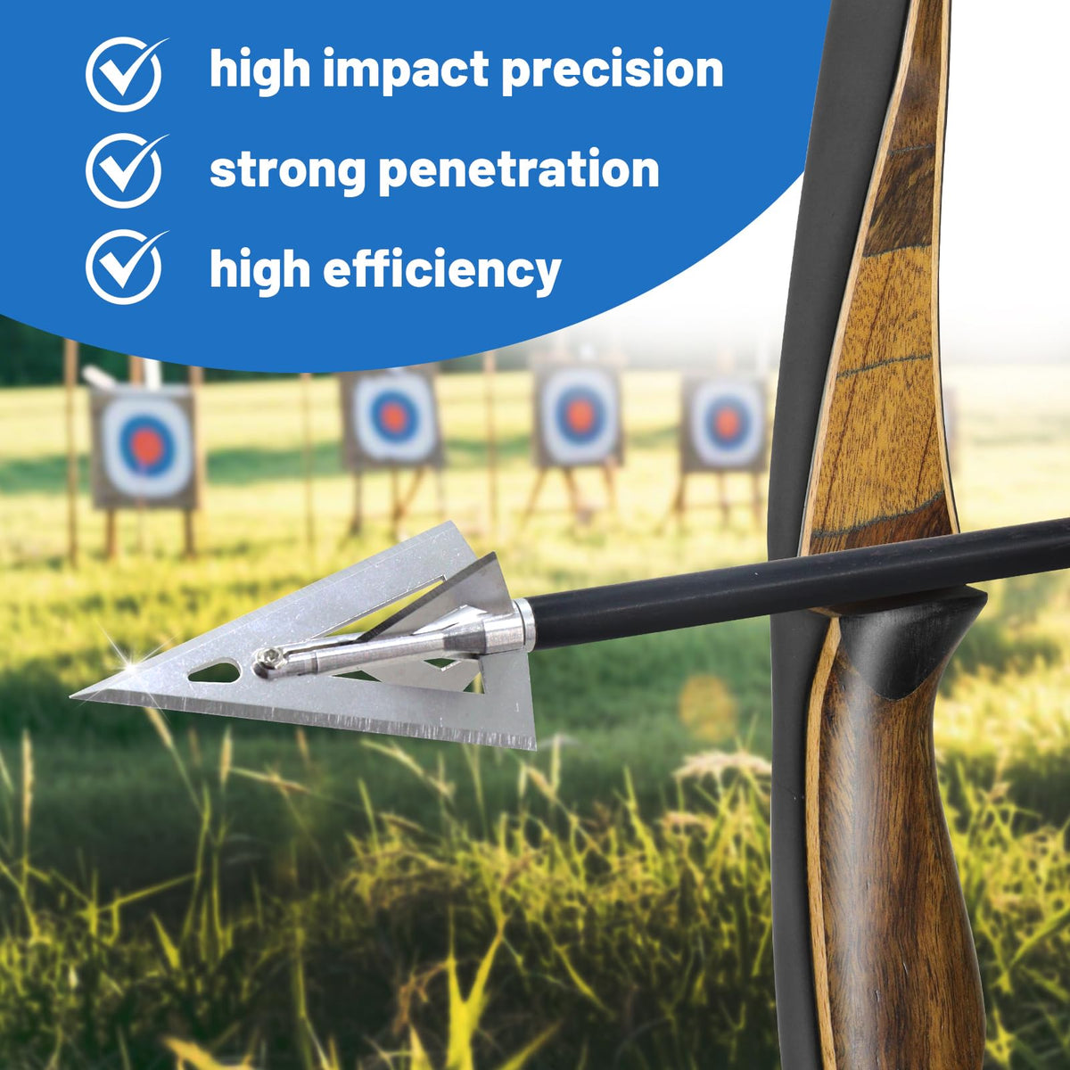 RUOERSISI 12 Pack 180 Grain 1.57 Inch Cutting Diameter Fixed Blade Hunting Broadheadas Traditional Archery Arrow Tips Stainless Steel Arrowhead for Crossbow, Recurve Bow and Long Bow