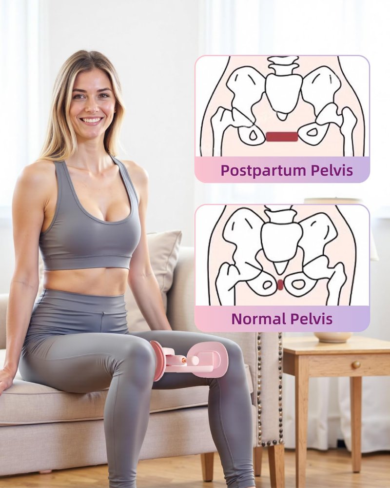 Mexlyca Thigh Trainer, Pelvic Floor Muscle Trainer Adjustable Resistance Inner Thigh Exerciser, Upgraded 360° LED, Kegel Trainer for Postpartum Rehabilitation 20LB Resistance Band