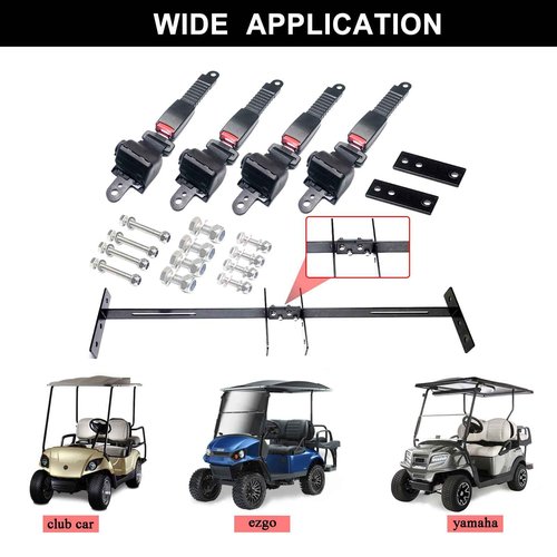 AIWEILUCK Golf Cart Retractable 4 Passengers 42" Seat Belts with Belt Bracket Kit for Yamaha Club Car DS Precedent EZGO TXT RXV