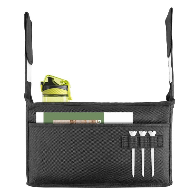 Golf Organizer - Push Cart Accessory with Storage Bag, No-Drilling Pouch, Adjustable Drink Holder - Gift for Men