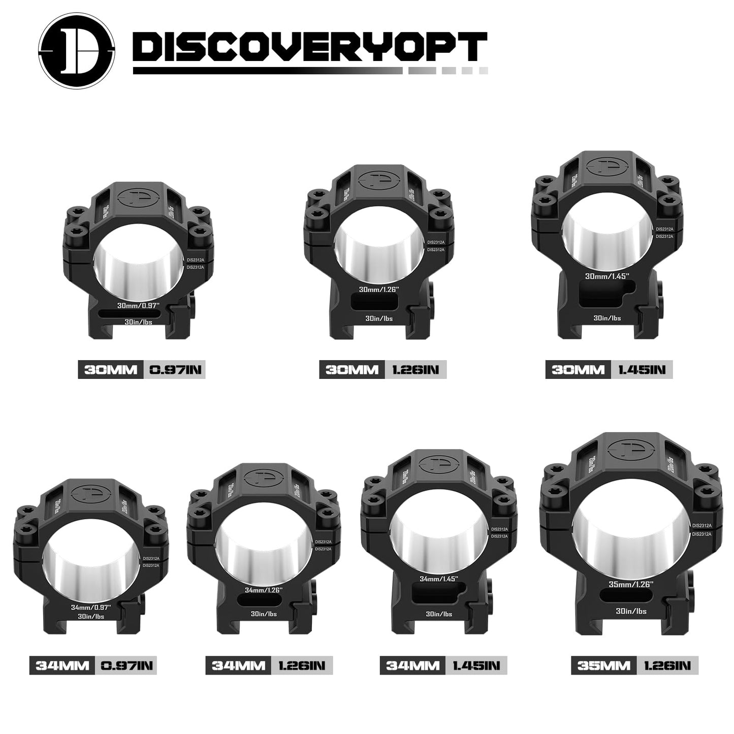 DISCOVERYOPT 7075 Aluminum Scope Rings, 30mm Rifle Scope Mount Rings for Picatinny, Precision Lapped Picatinny Scope Rings, Low Profile 30mm Diameter Scope Mount for Picatinny Rail…