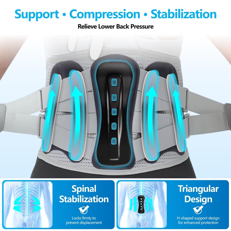 BLACKYEW Lower Back Brace for Women and Men - Adjustable Lumbar Back Brace, Full Support Lumbar Brace, Ergonomic Design & Soft Breathable 3D Knit Material, for Sciatica Scoliosis Posture, Ideal for Work Lifting (M)
