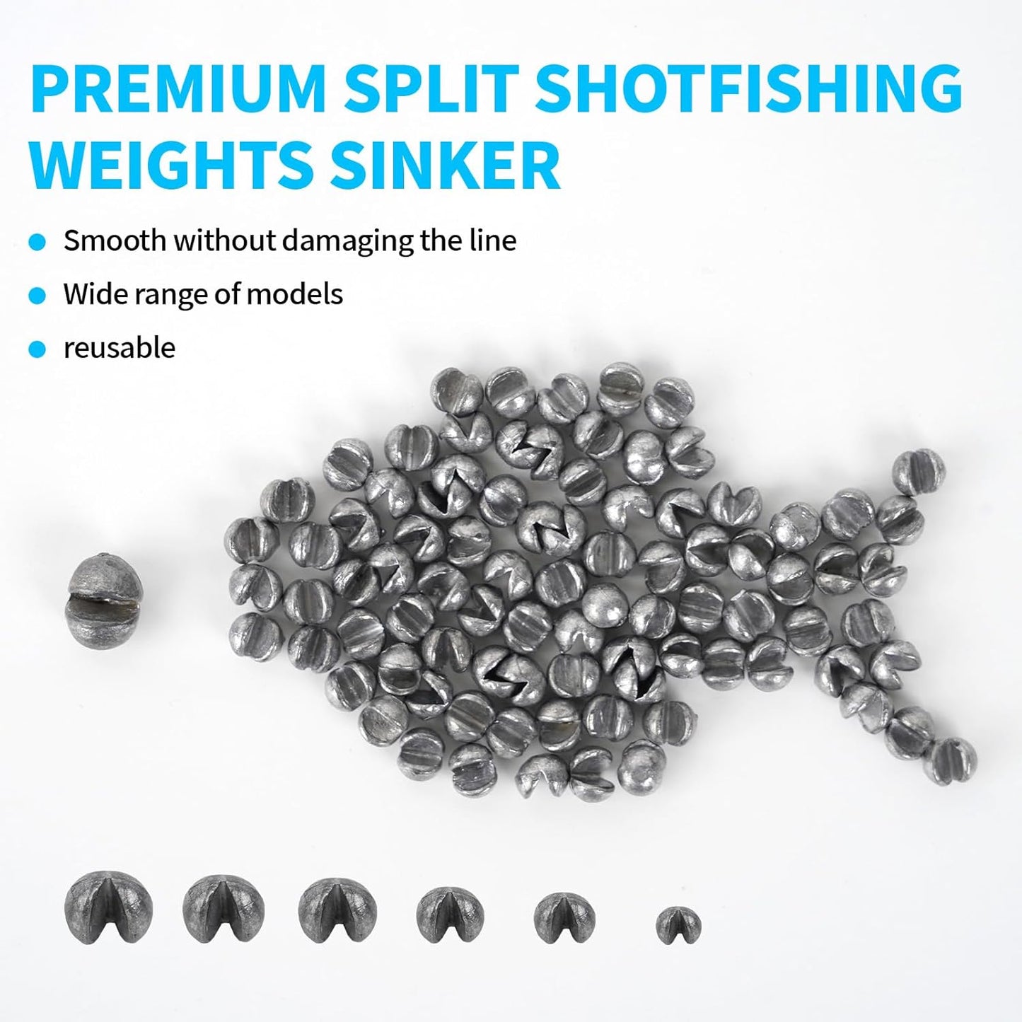 Split Shot Fishing Weights - 200/320Pcs Removable Lead Sinkers for Freshwater & Saltwater | Premium Duckbill Design - 5/6 Sizes