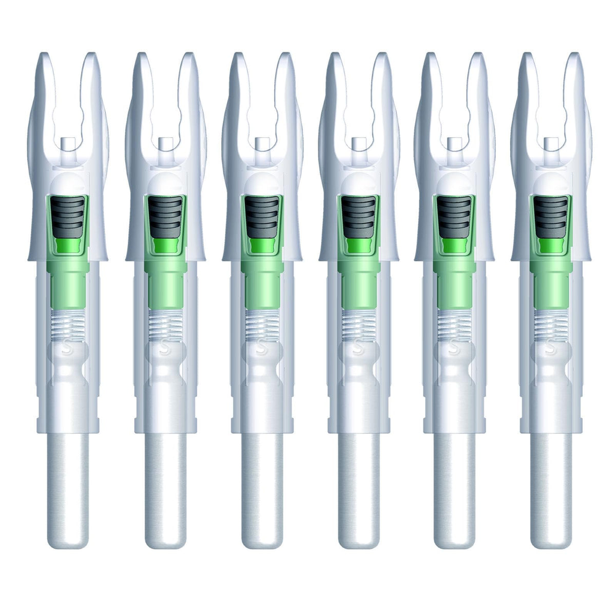Linpeng 6PCS Lighted Nocks for Arrows with .165/ .204/ .233/ .244/ .246 Light Up Nocks with ON/Off Switch for Archery Hunting (Green, G/.165")