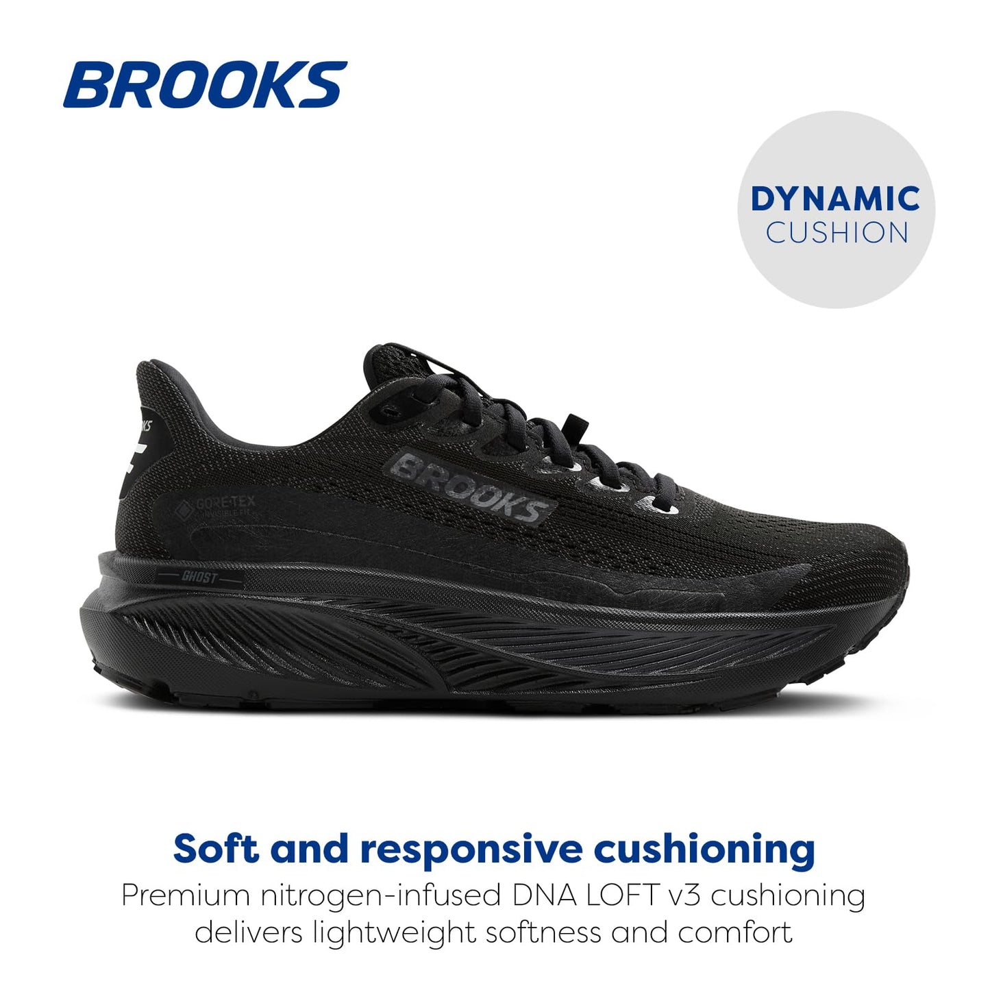 Brooks Men’s Ghost 17 GTX Waterproof Supportive Running & Walking Shoe - Black/Black/Ebony - 8 Medium