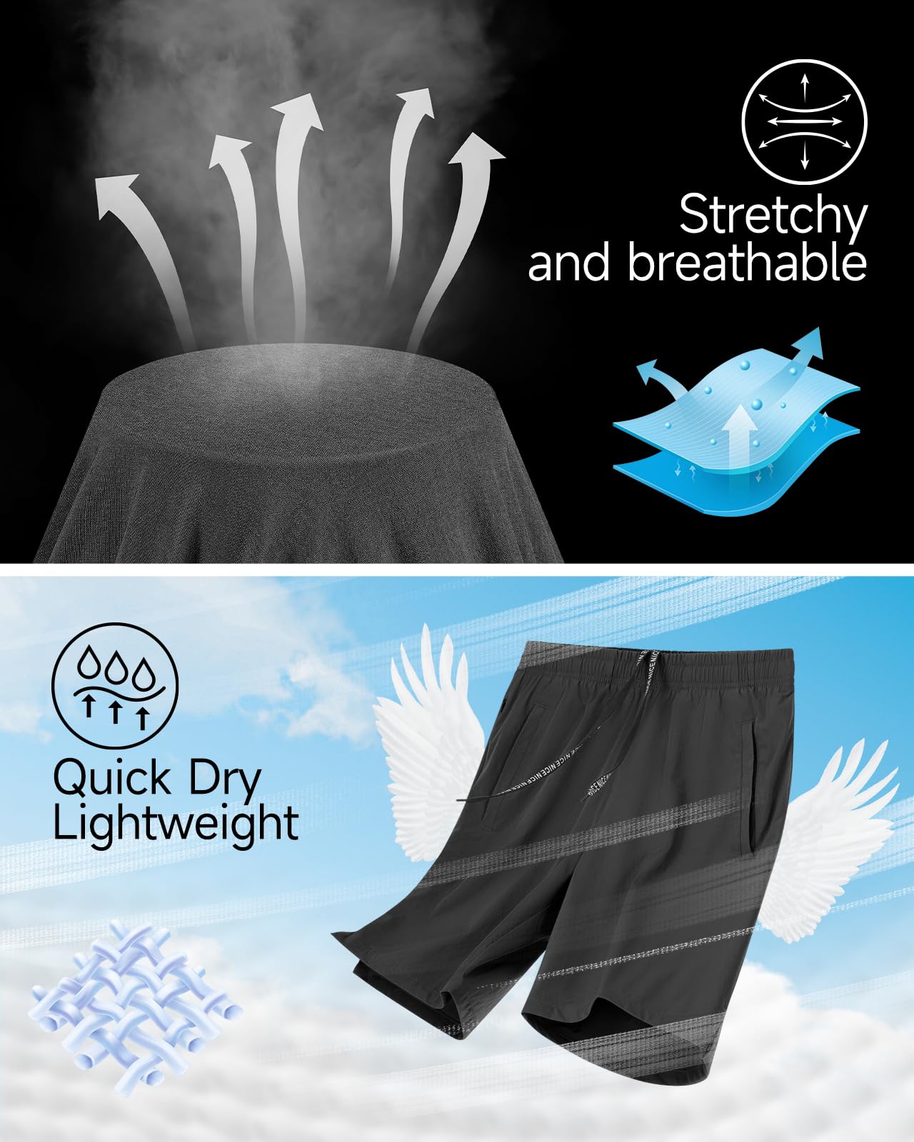 Lempue 2 Pack Mens Athletic Workout Shorts 7 Inch Quick Dry Gym Shorts with Pockets, Sports Tennis Running Shorts for Men