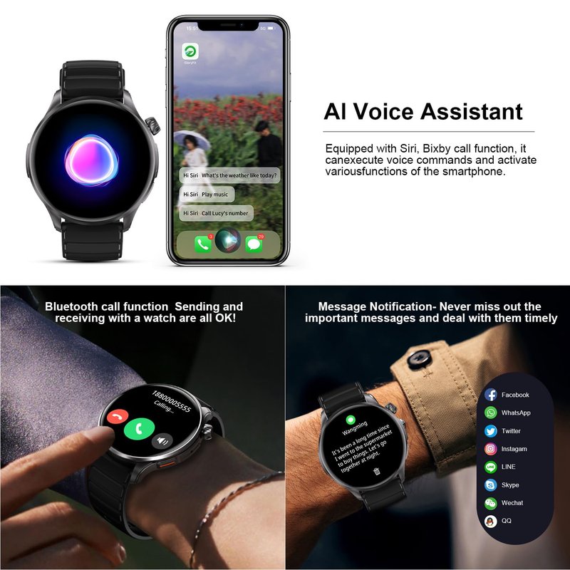 ZYVICXFJ Smart Watch for Men Smartwatch - 1.43-Inch Round Touch Screen,Full-Featured Fitness Tracker, Waterproof, Health Monitoring, Multiple Sports Modes, Compatible Android and iOS